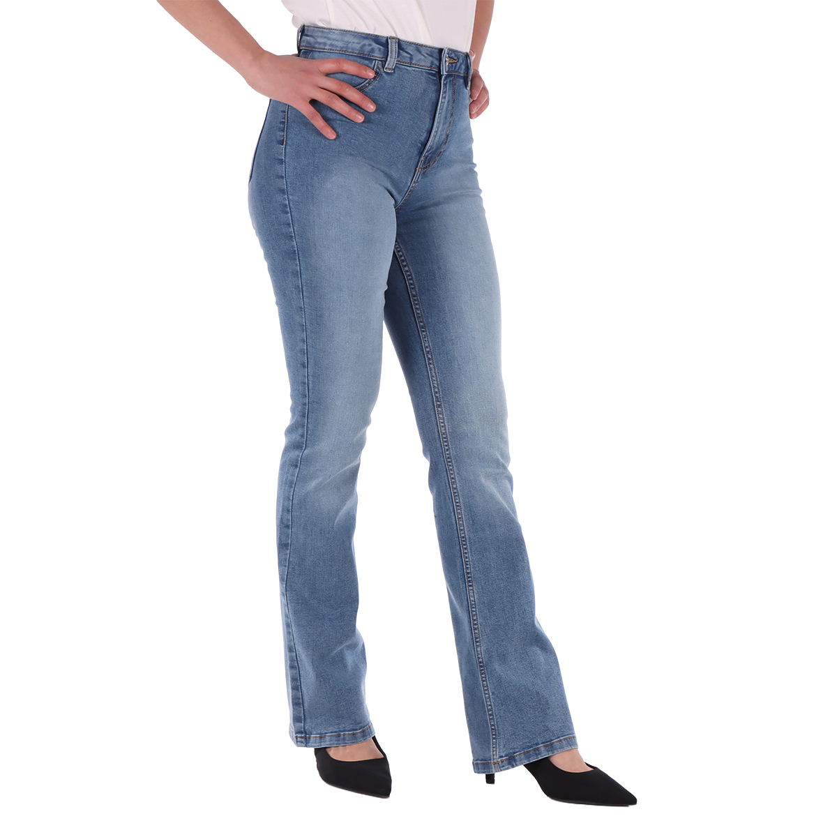 Jeans Corte Acampanado Lavado Medio OVS para Mujer image number null