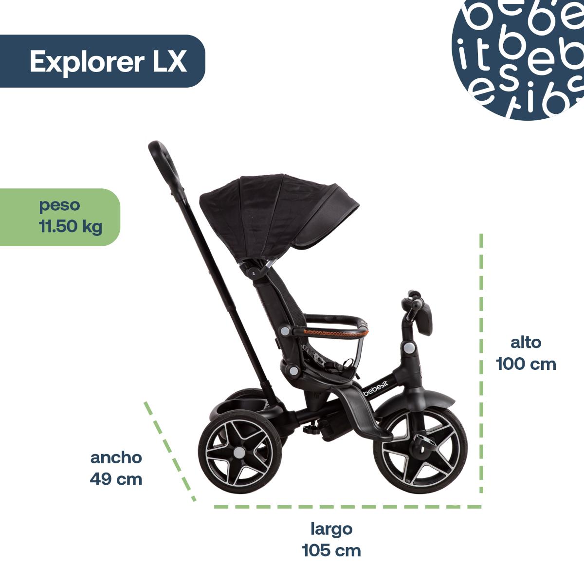 Triciclo Bebesit Tipo Carriola Explorer LX con Asiento Giratorio 360&deg; image number null