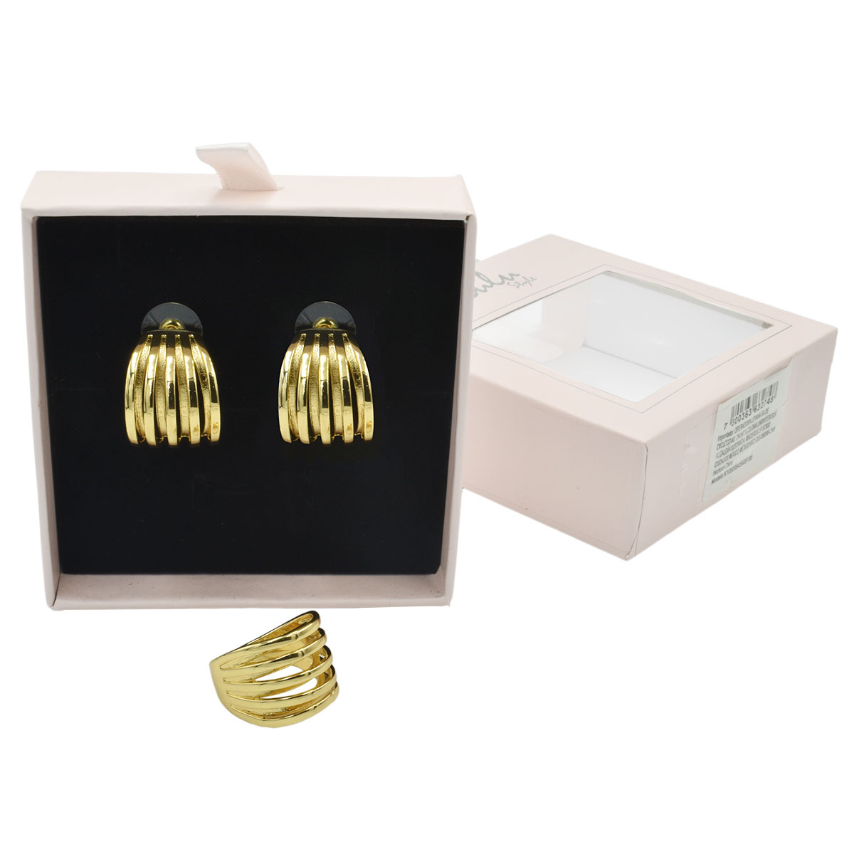Set De Aretes Y Anillo Dorado Lulu image number null