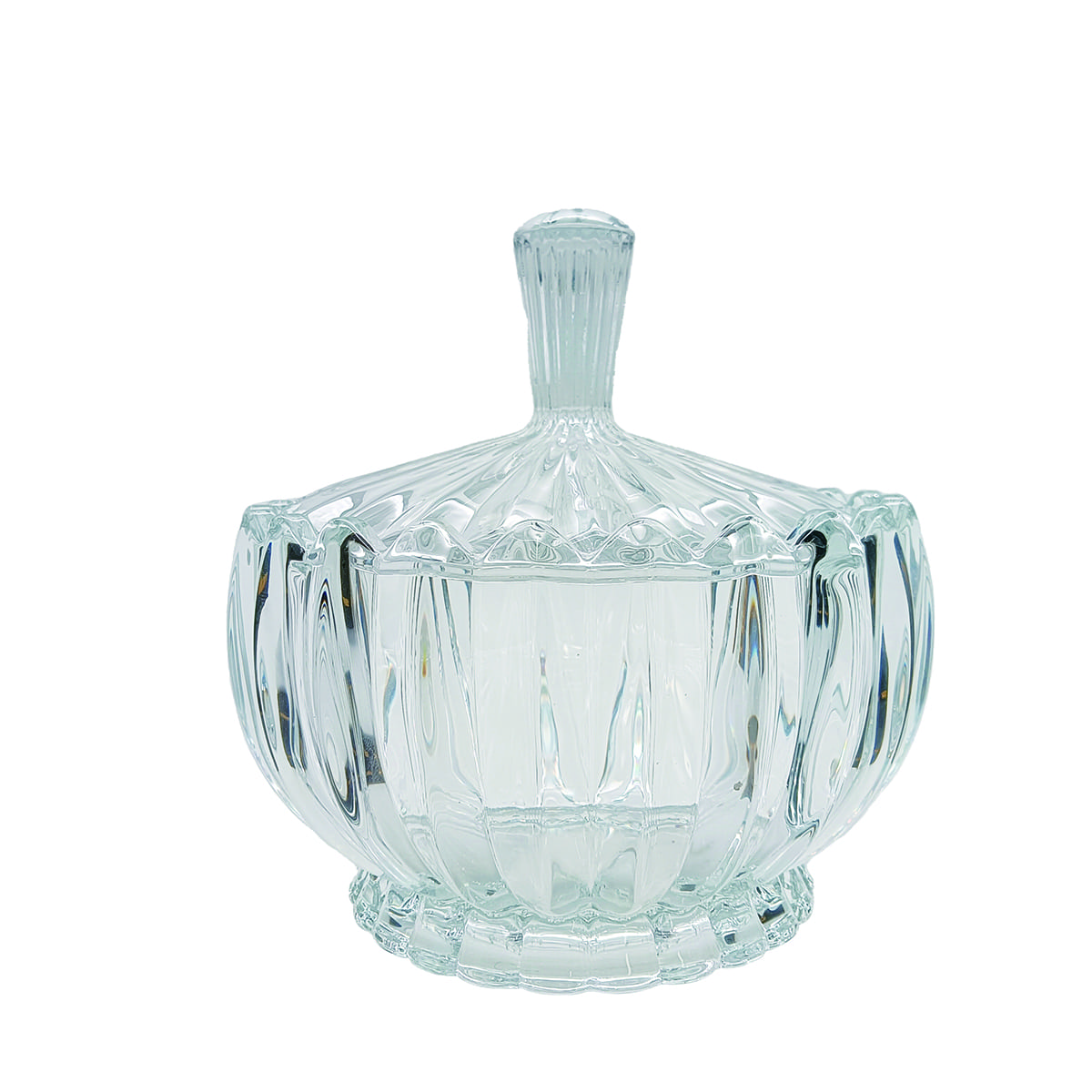 Bombonera 15 Cm L&iacute;neas Vidrio Tapa Transparente Home And Details image number null