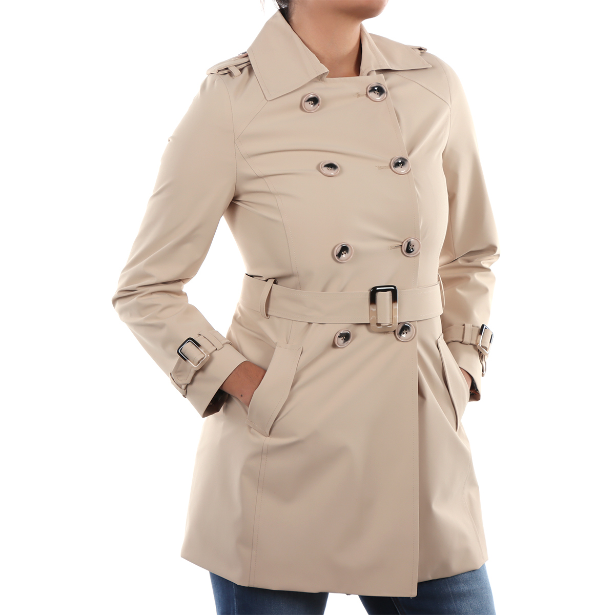 Gabardina Cl&aacute;sica con Cintur&oacute;n Ajustable Shyla para Mujer Petite image number null