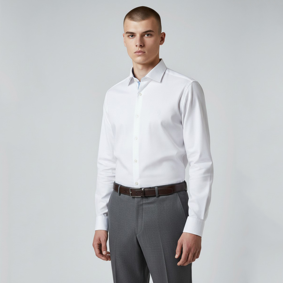 Camisa de Vestir Slim Fit Blanca Chaps Manga Larga para Hombre image number null