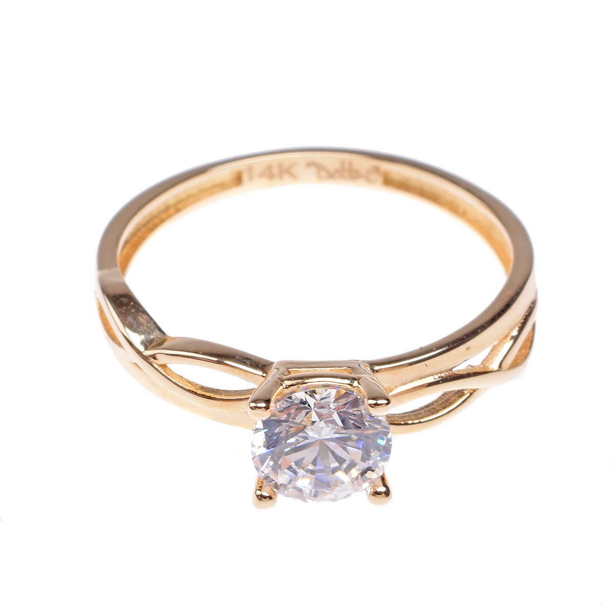 Solitario Oro 14K Infinito con Circonia Doble O image number null