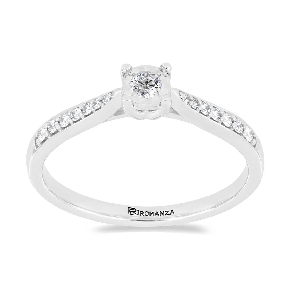 Solitario Oro Blanco 14K y 0.16 ct Diamante Romanza image number null