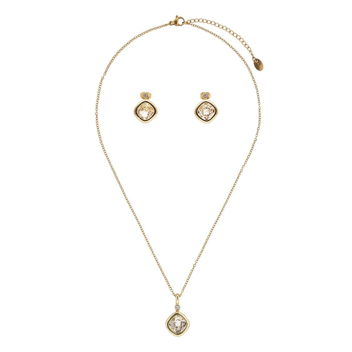 Lee Cooper Dama Set Collar Y Aretes Dorado Brillante image number null