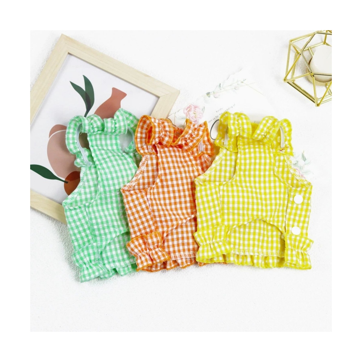Vestido Cuadros Amarillo Cerezas Talla L Maypet image number null