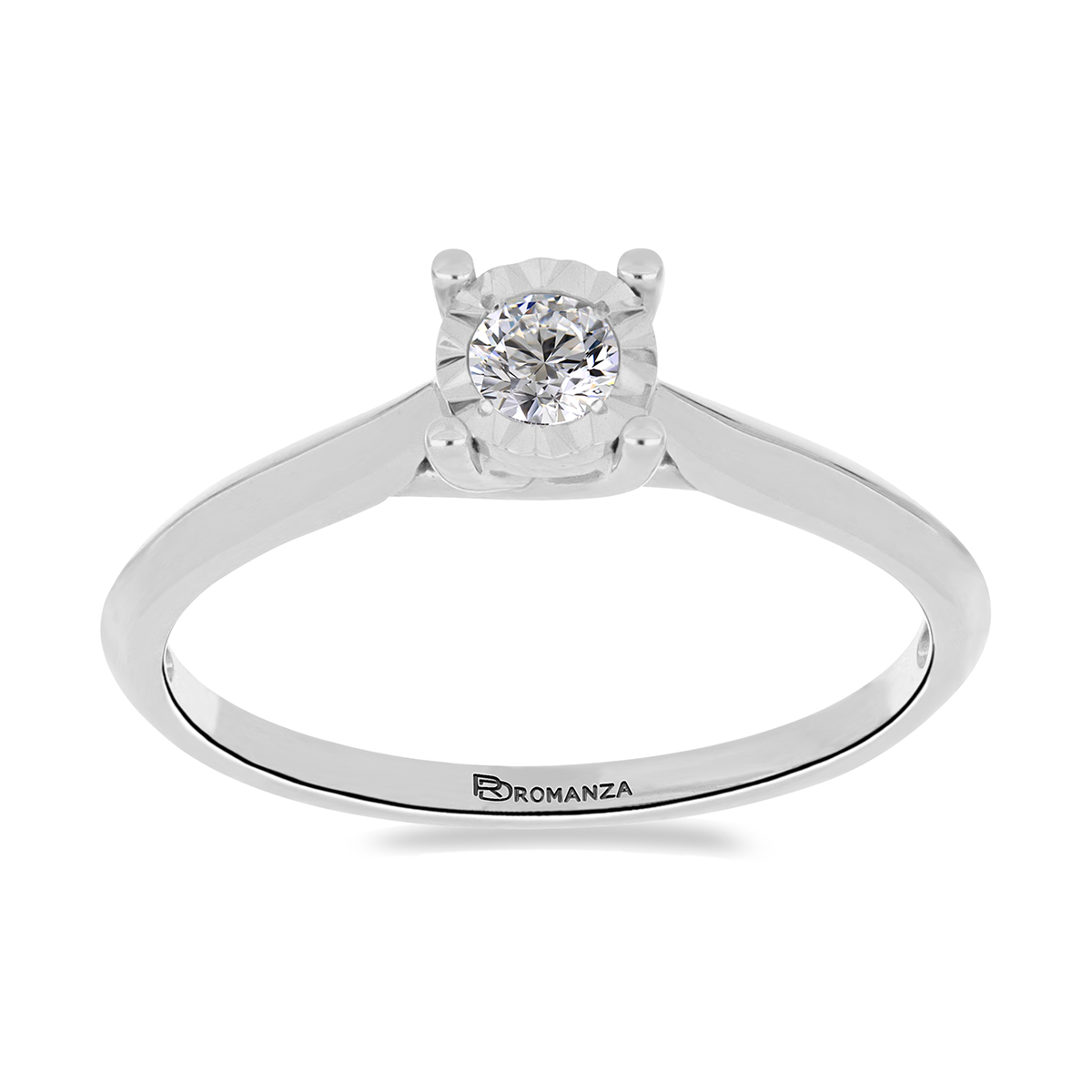Solitario Oro Blanco 14K y 0.15 ct Diamante Romanza image number null
