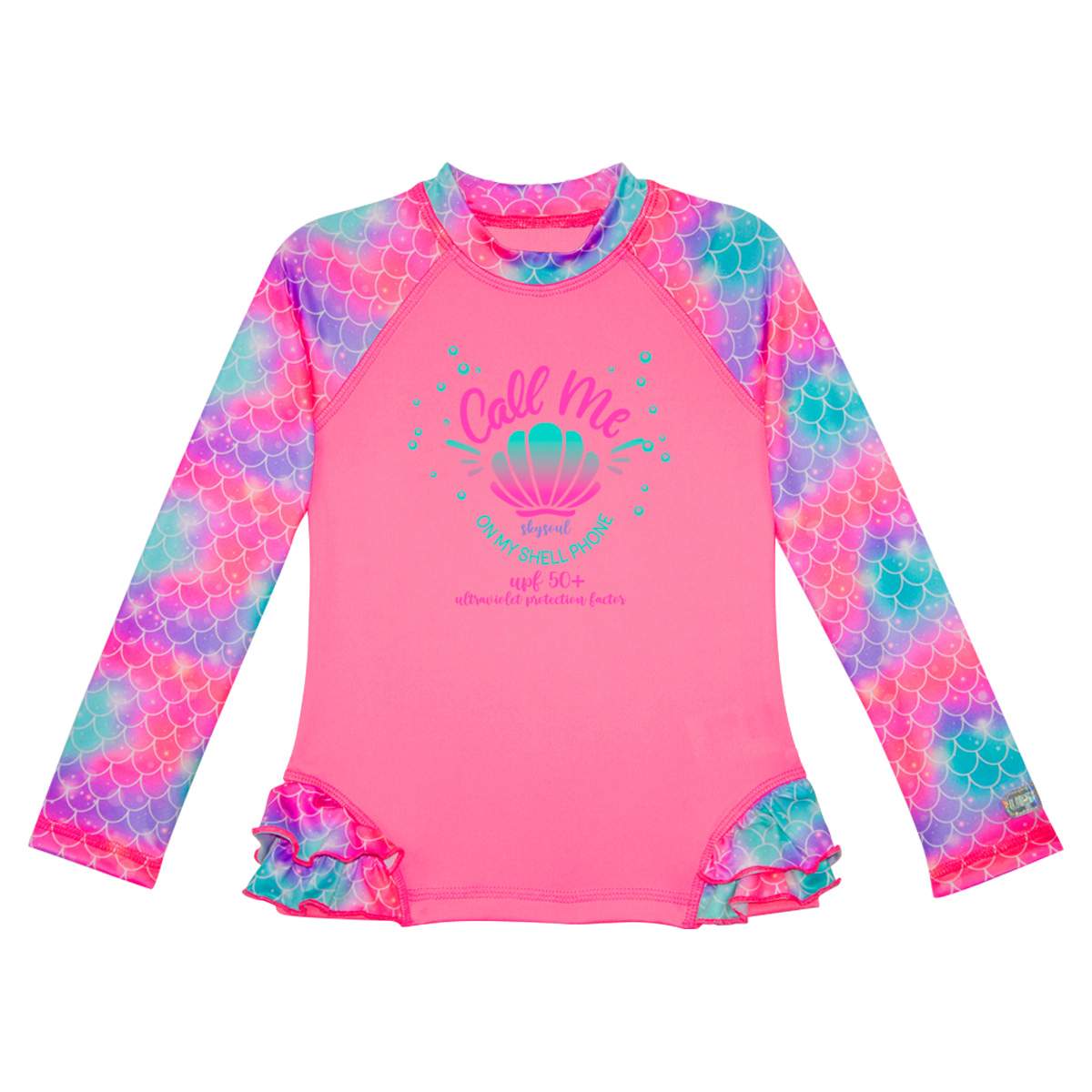 Traje Ba&ntilde;o Playera Manga Larga con Olan Dise&ntilde;o Skysoul Rosa Combinado para Ni&ntilde;a image number null