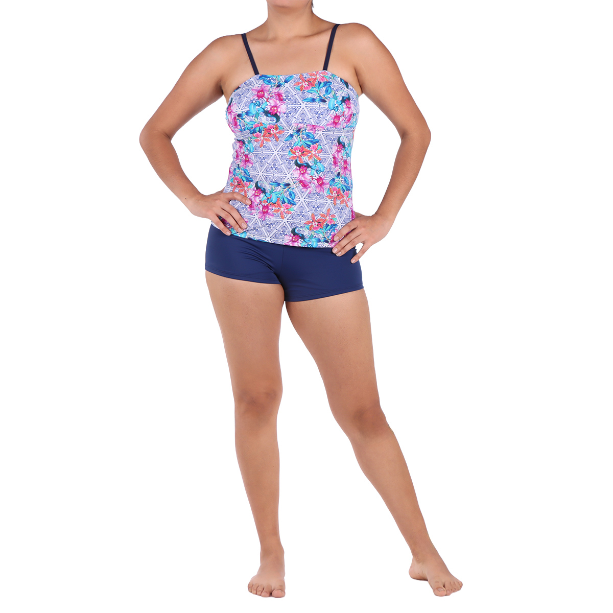 Traje de Ba&ntilde;o 2 Piezas Tankini Estampado Floral Okidow Mujer image number null