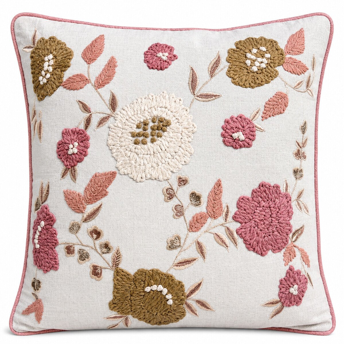 Coj&iacute;n Floral Brown Pink Vintage Home image number null