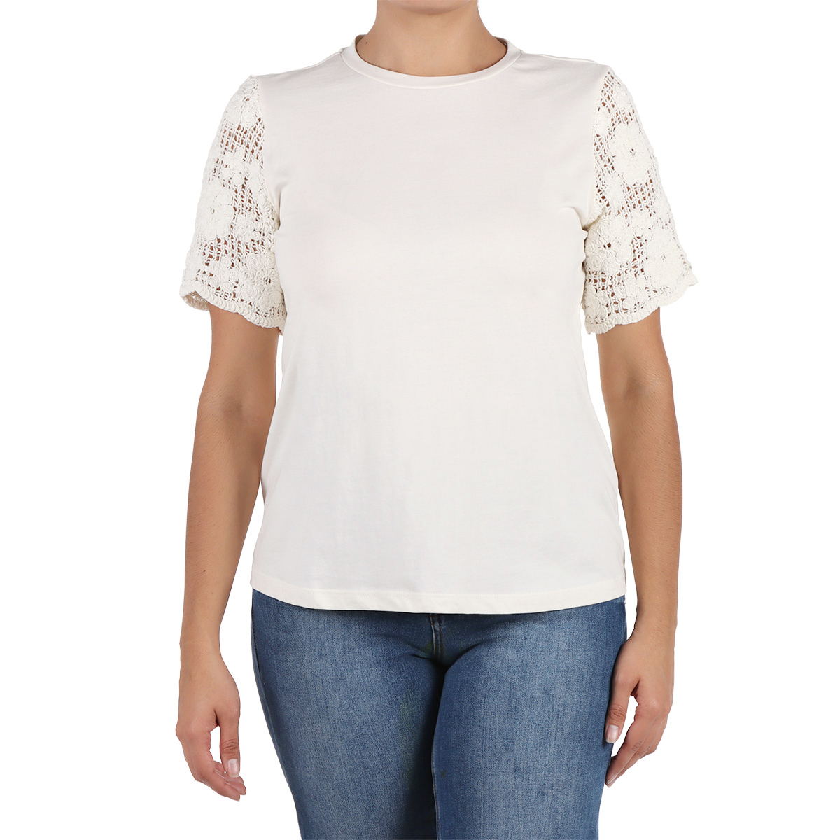 Playera Algod&oacute;n Crochet Manga Corta Arqueology Mujer image number null