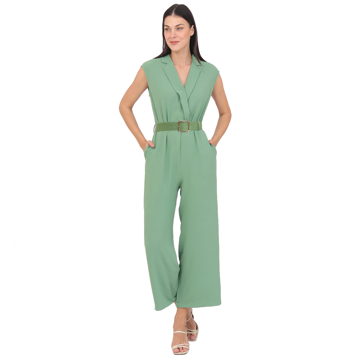 Jumpsuit Liso Cuello En V Duplan Para Mujer image number null