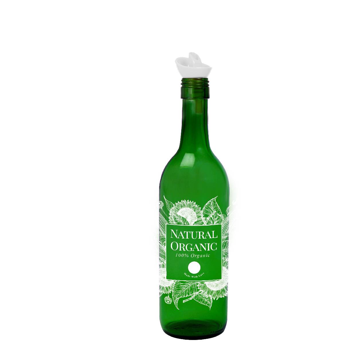 Botella De Aceite Verde Vidrio Herevin image number null