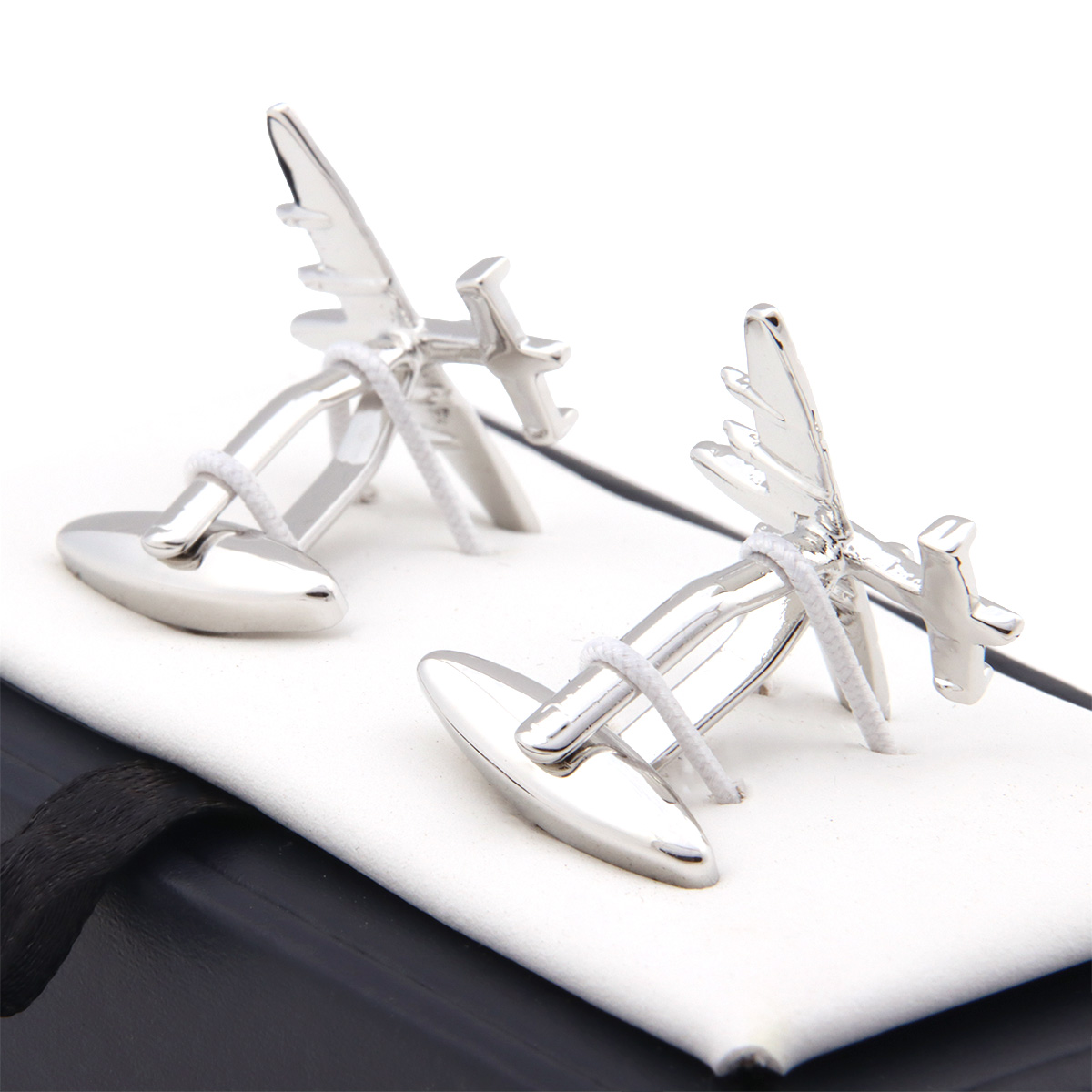 Mancuernillas Avi&oacute;n Plateado Metal Carlo Corinto para Hombre image number null