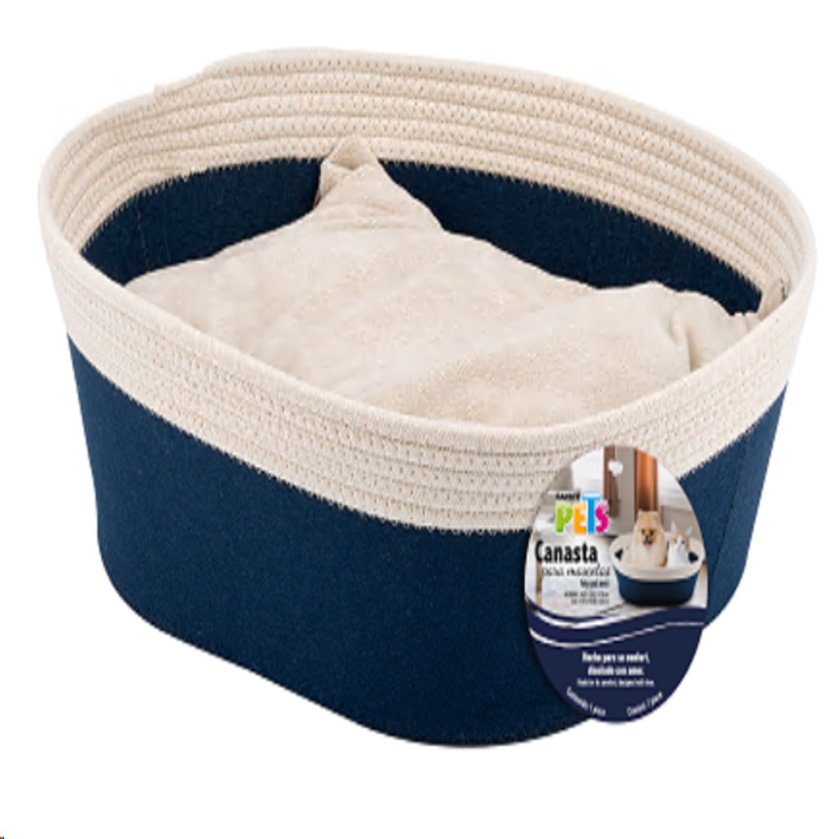 Canasta De Tela Para Mascota Azul Navy image number null