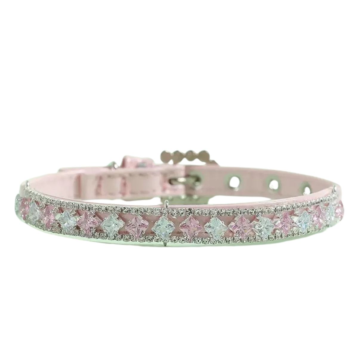 Collar Alloy Piel Y Cristales Rosa M Maypet image number null