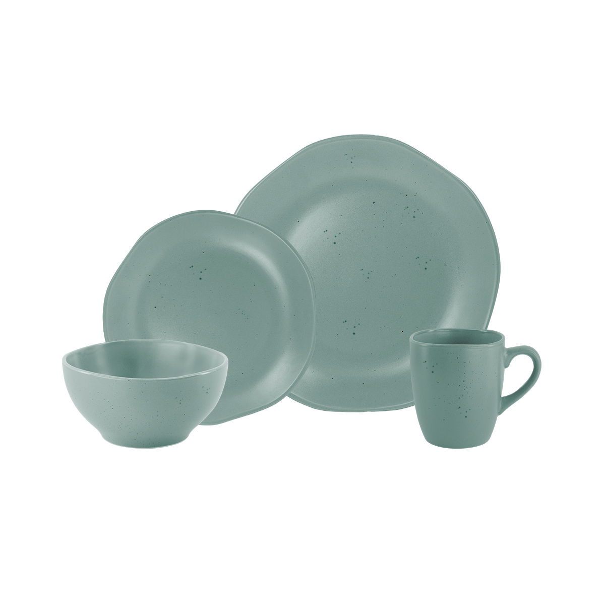 Vajilla Amorfa de Cer&aacute;mica 16pz Verde Dise&ntilde;o Moteado Chefmaker image number null