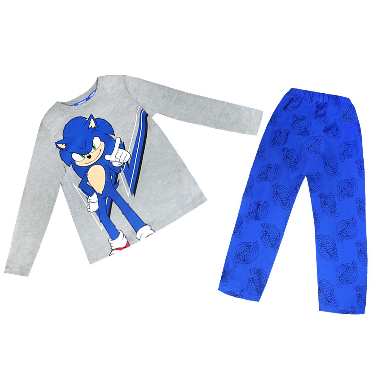 Pijama de Player Manga Larga y Pantal&oacute;n Azul con Dise&ntilde;o Sonic para Ni&ntilde;o image number null