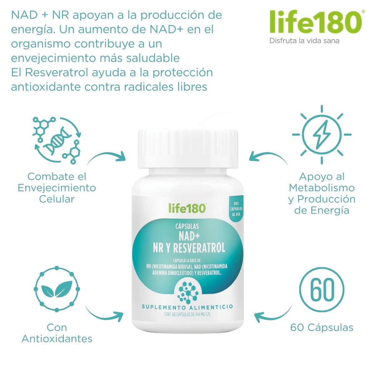 Nad+Nr Y Resveratrol De 60 Capsulas Life 180 image number null
