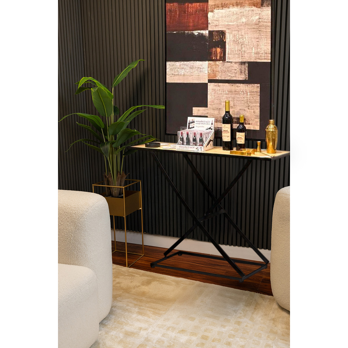 Consola Superf Madera Patas Negras Col Bar 14 HOME & DETAILS image number null