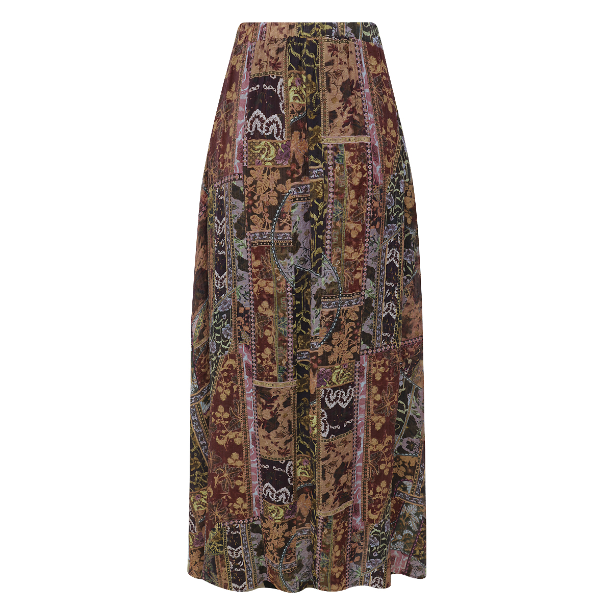 Falda maxi de estampado patchwork bohemio-chic para Mujer BASEL image number null