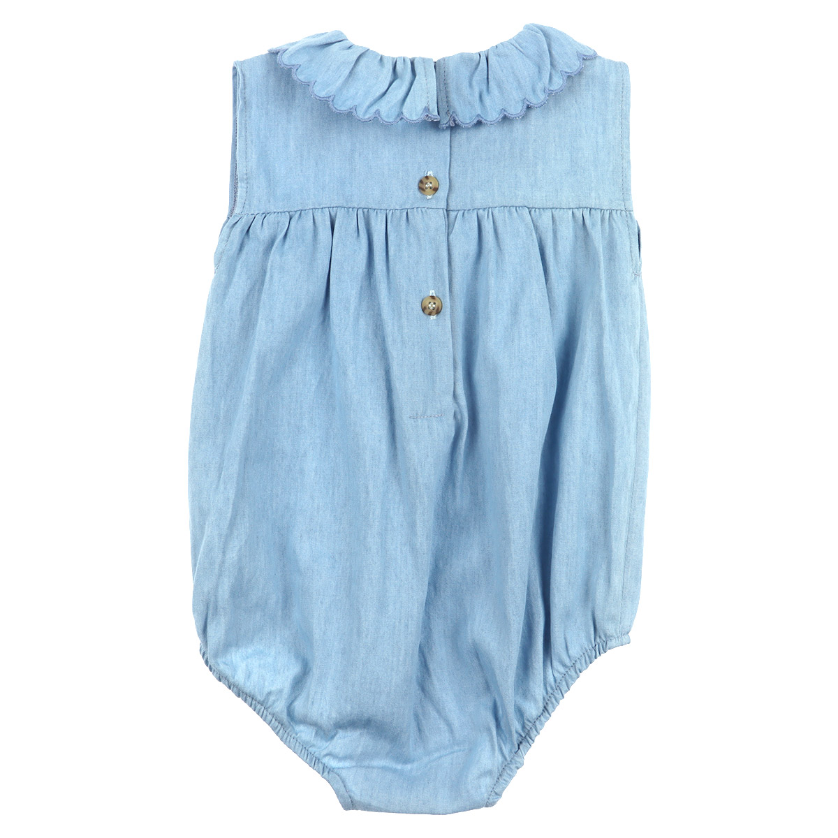 Romper Chambray Volantes 100% Algod&oacute;n Carosello Beb&eacute; Ni&ntilde;a image number null