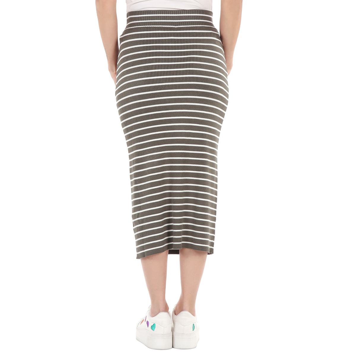 Falda Midi Acanalada Rayas Lifestyler para Mujer Petite image number null