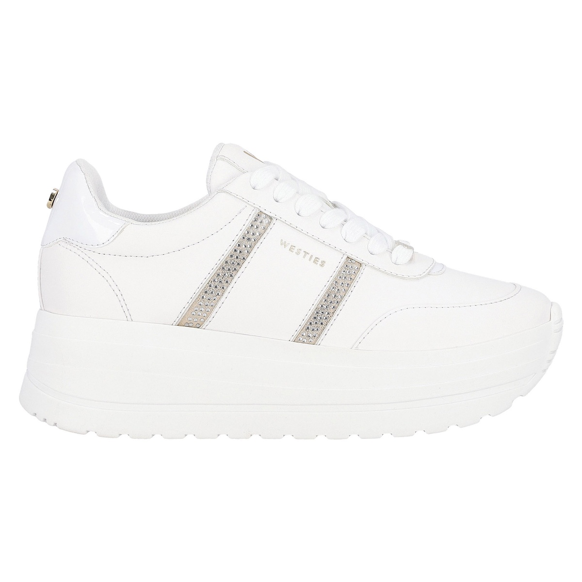 Tenis Plataforma Westies Blanco con Aplicaci&oacute;n Pedrer&iacute;a para Mujer image number null
