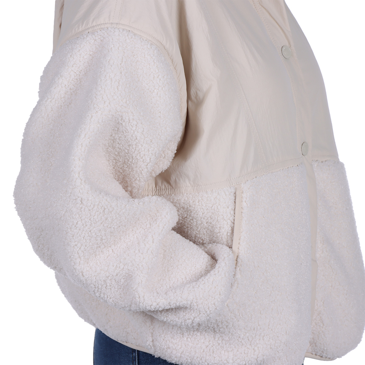 Chamarra Tejido Sherpa y Liso con Capucha Jeanious Mujer image number null