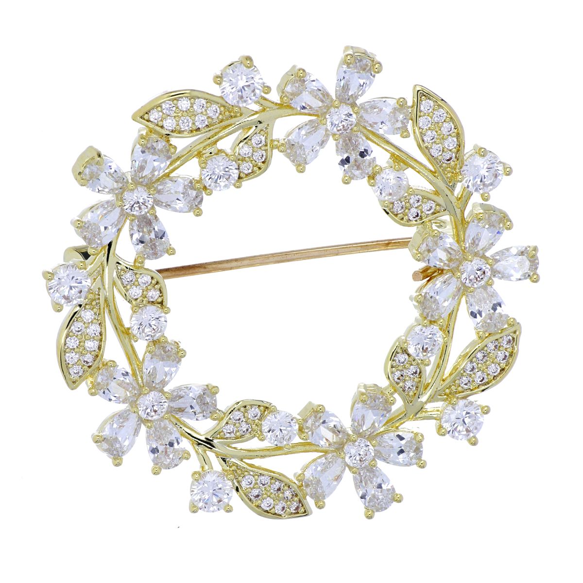 Broche Circonitas Blancas Chapado Oro Farfalla Bonetti image number null