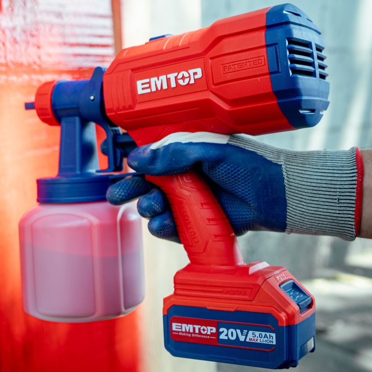 Pistola de Pintura inal&aacute;mbrica 20V de 800 ml EMTOP_ image number null