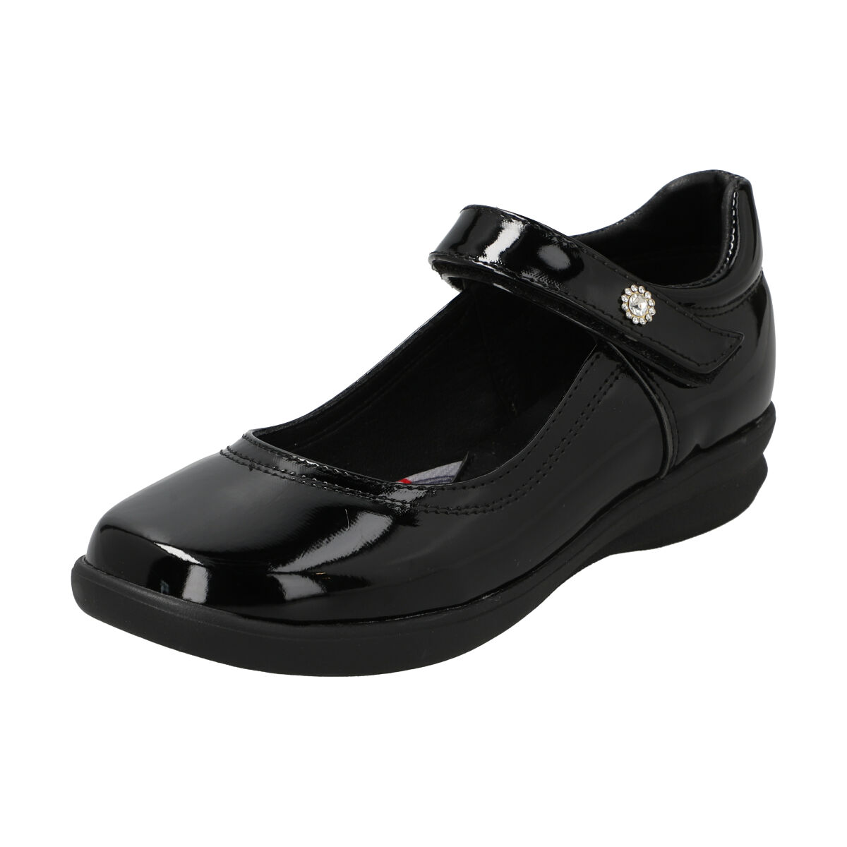 Zapato Escolar en Charol Divina con Velcro y Aplicaci&oacute;n para Ni&ntilde;a image number null