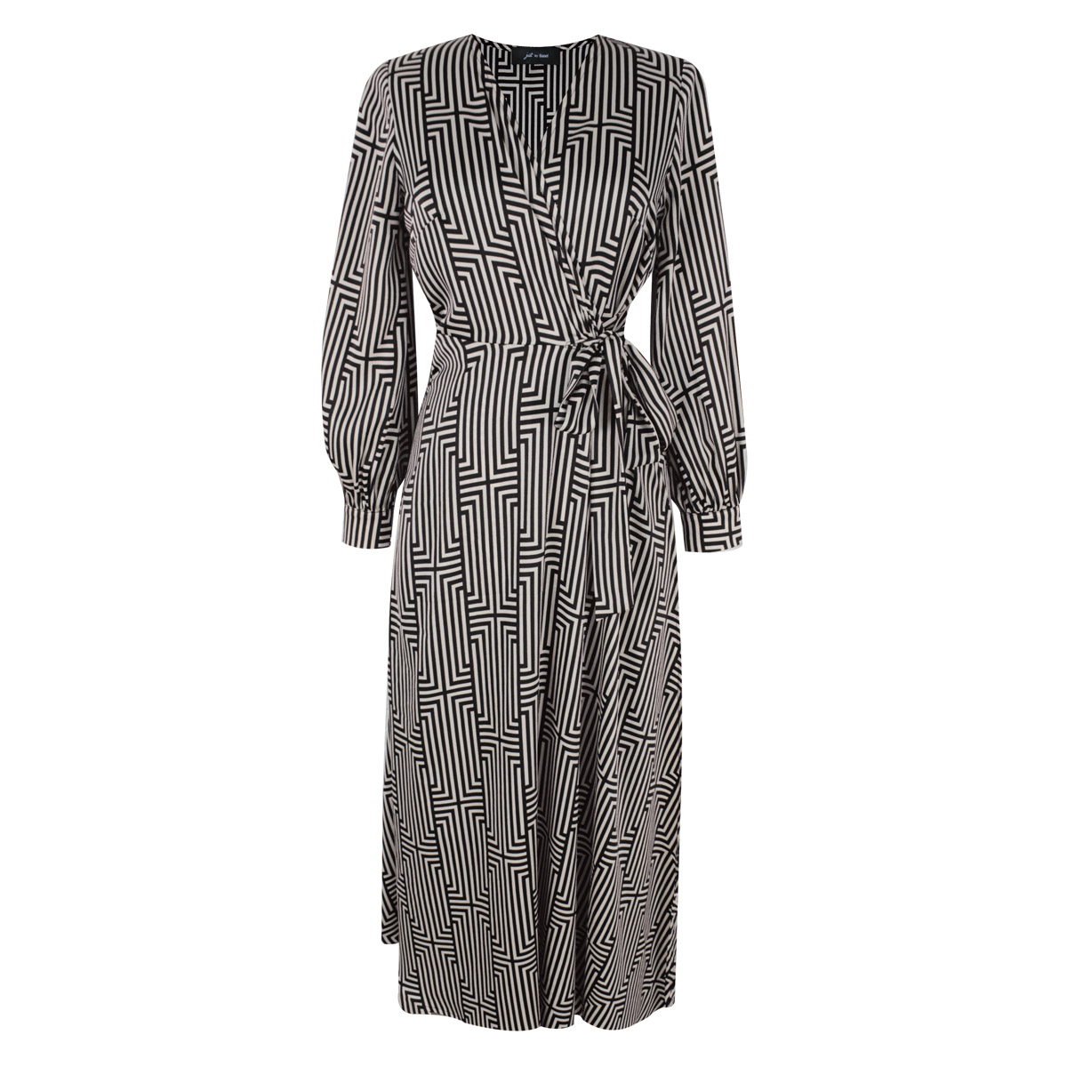 Vestido Cruzado Estampado Geom&eacute;trico Para Just By Basel Para Mujer Petite image number null