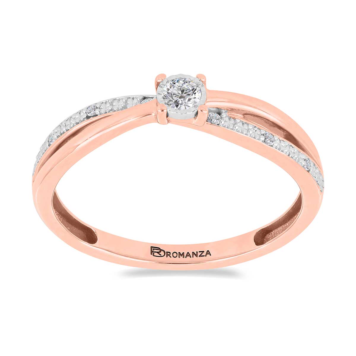 Solitario Oro Rosa 14K y 0.10 ct Diamante Romanza image number null