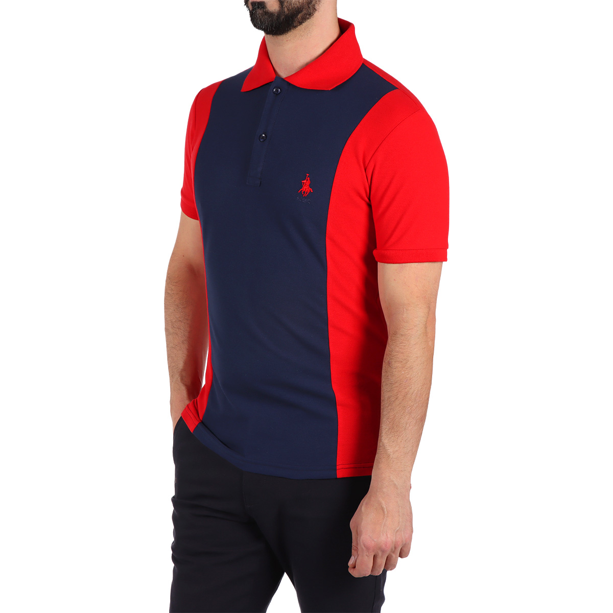 Playera Polo Bicolor Manga Corta Polo Club Hombre image number null