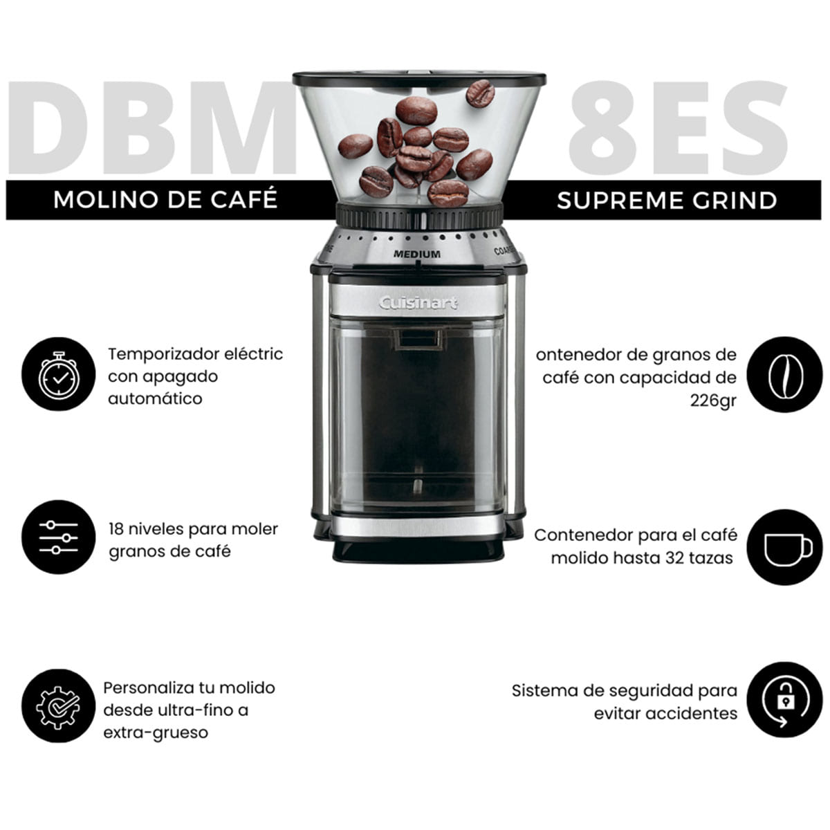 Molino de Caf&eacute; 18 Niveles Cuisinart&nbsp;&nbsp;&nbsp;&nbsp;&nbsp;&nbsp;&nbsp;&nbsp; image number null