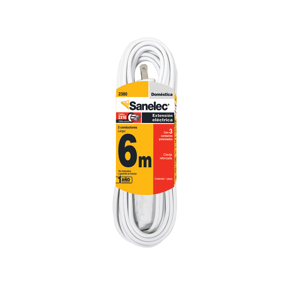 Extensi&oacute;n Sanelec Dom&eacute;stica 6 M Blanca image number null