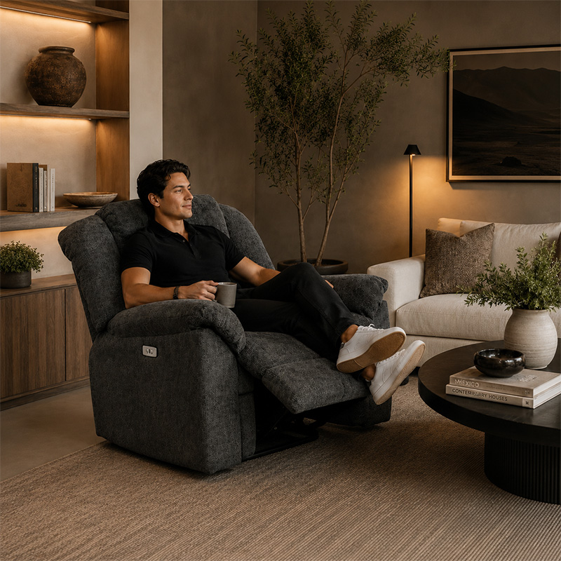 Reclinable El&eacute;ctrico Clark Gris Oxford Violanti image number null