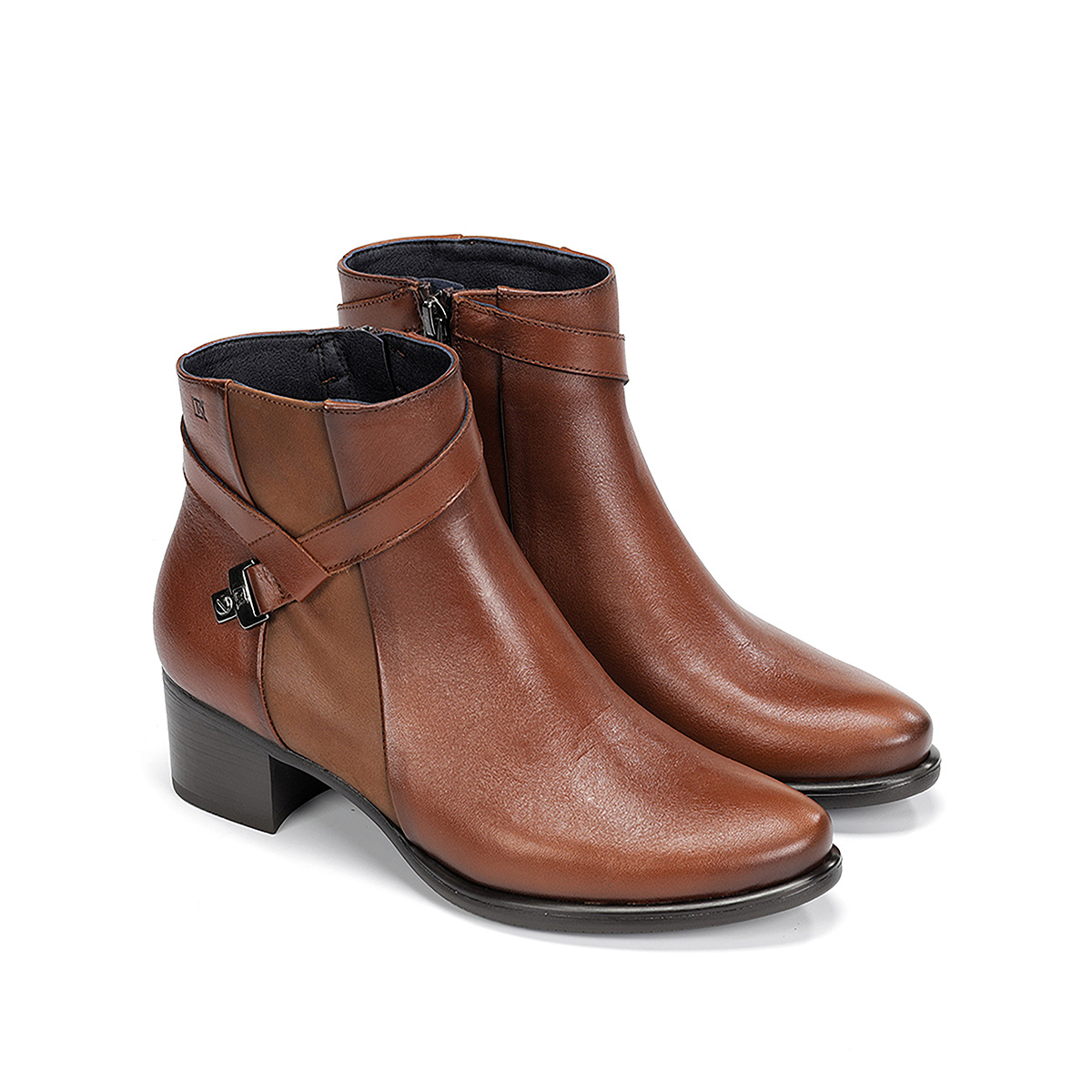 Botin Tacon Con Cinturon Para Mujer, Color Caf&eacute; Dorking image number null