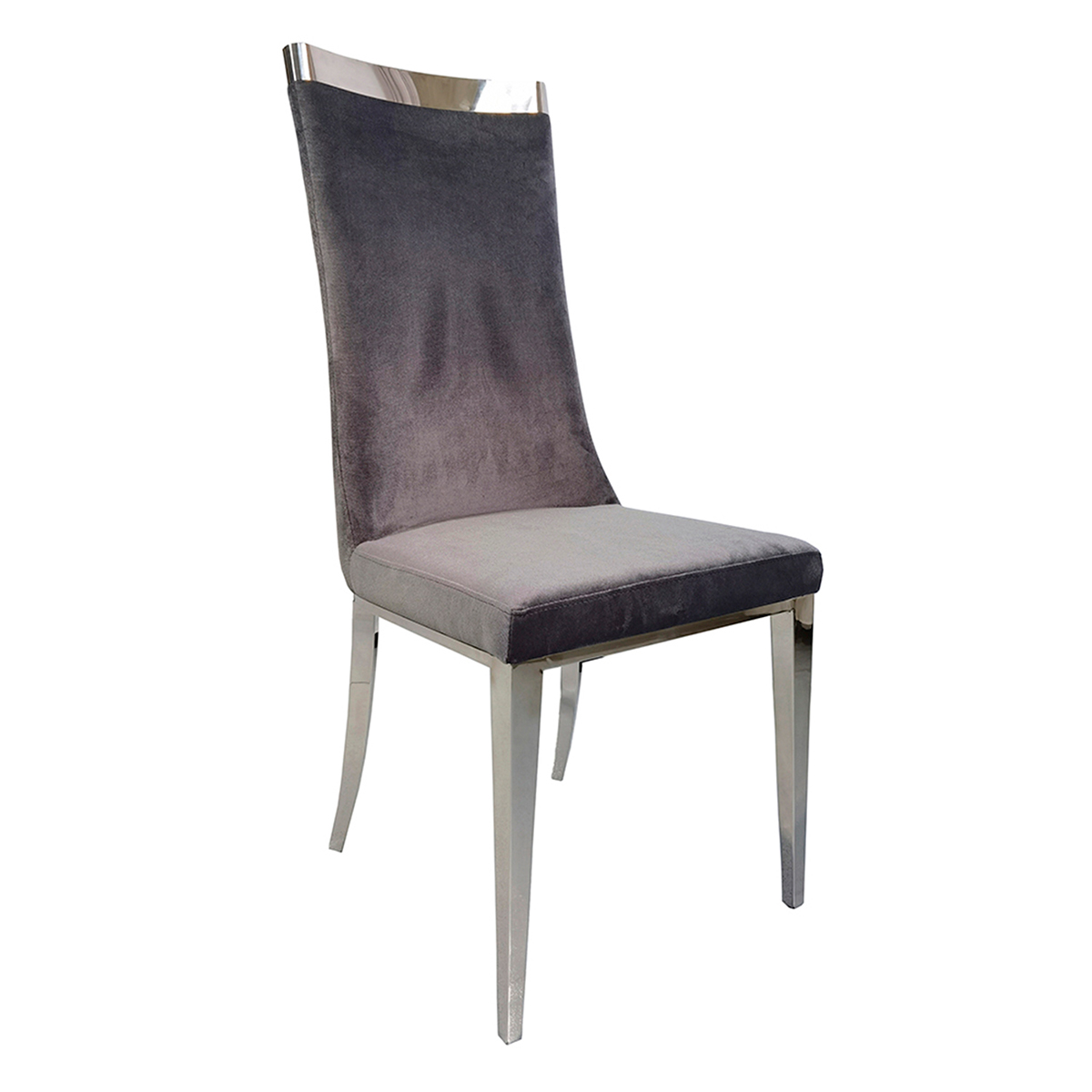 Silla Malaga Velvet Gris Pata Y Copete De Acero Terzetto image number null