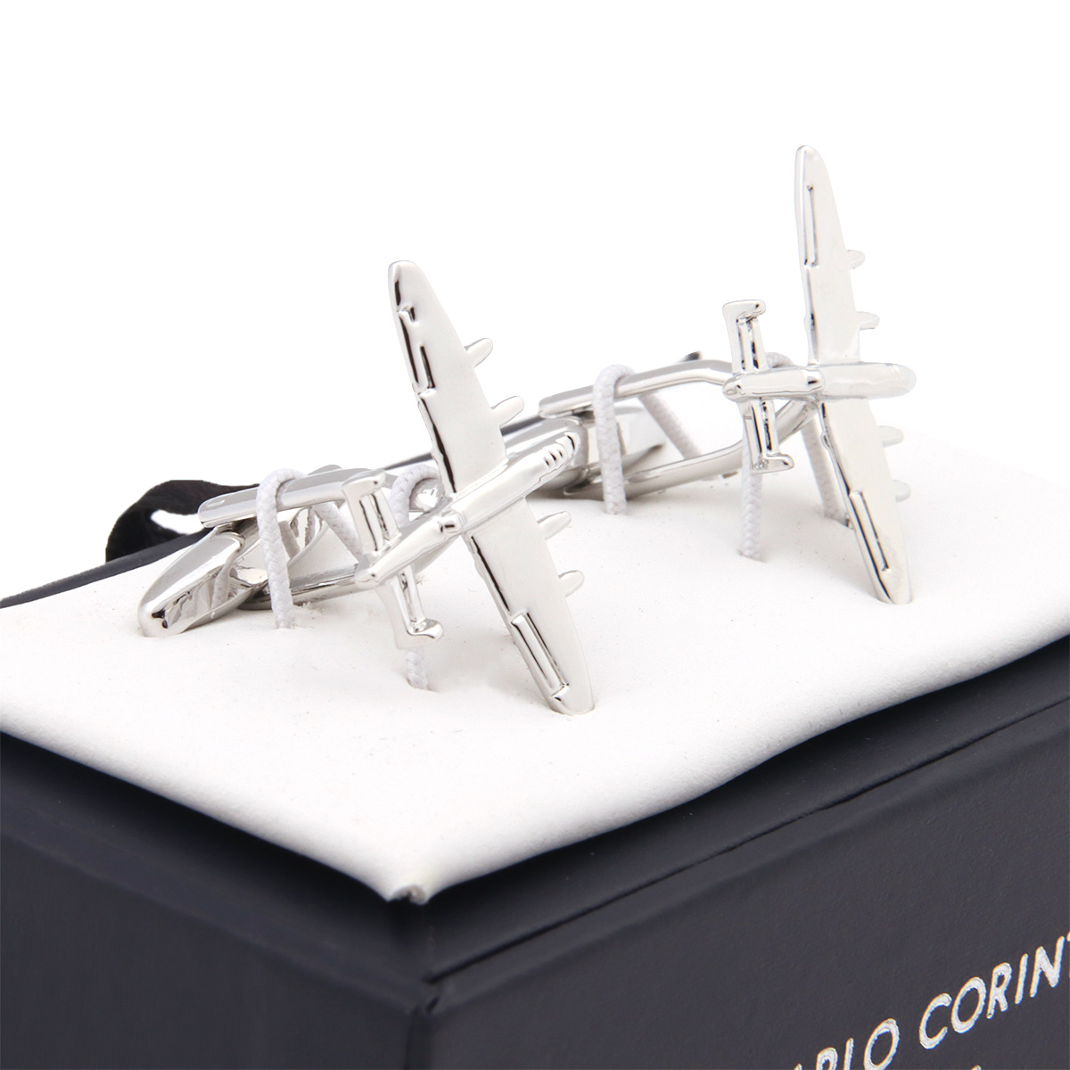 Mancuernillas Avi&oacute;n Plateado Metal Carlo Corinto para Hombre image number null