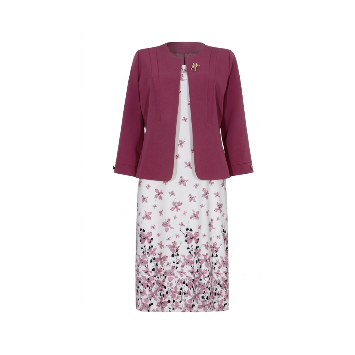 Conjunto Saco Liso Y Vestido Estampado Joces Para Mujer image number null
