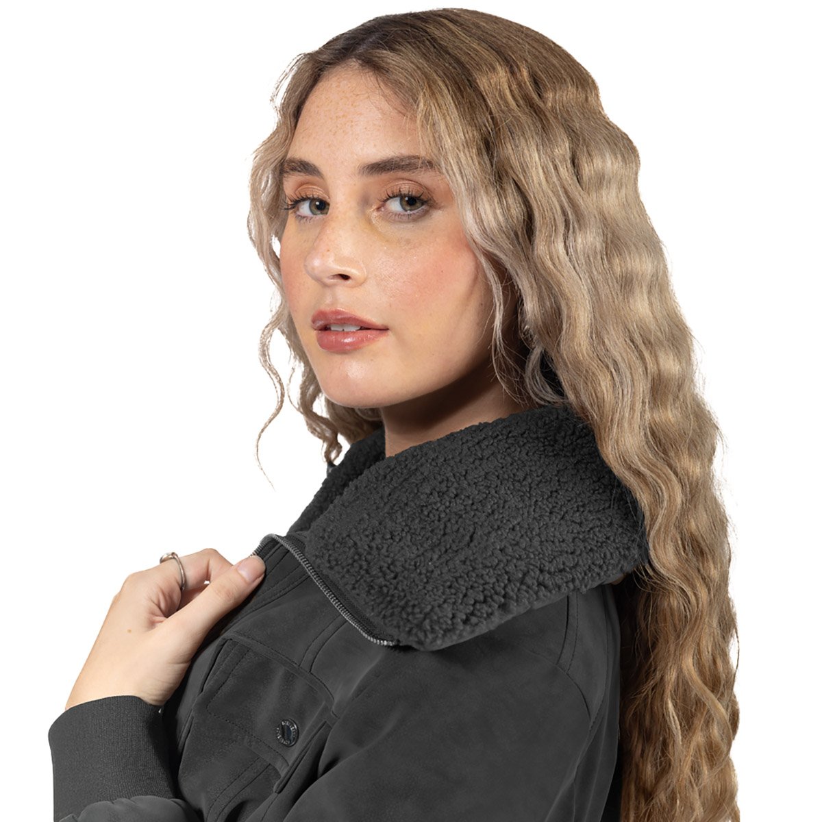 Chamarra Corta Pu Sherpa Forever 21 para Mujer Junior image number null