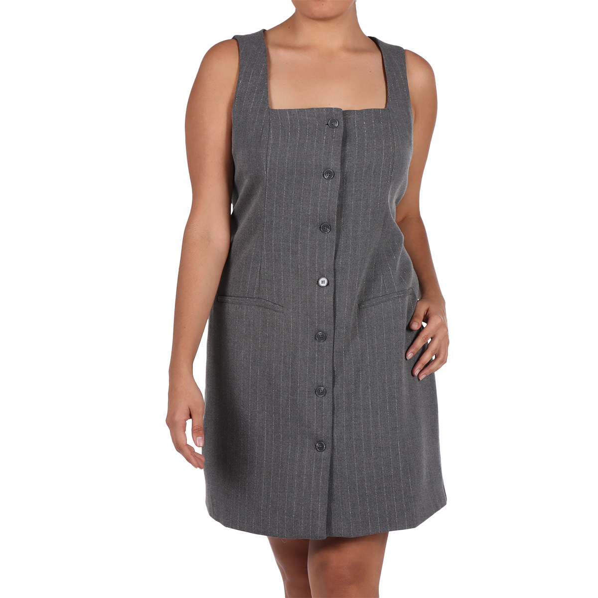 Vestido Rayas Verticales Finas Corte Recto Jeanious para Mujer image number null