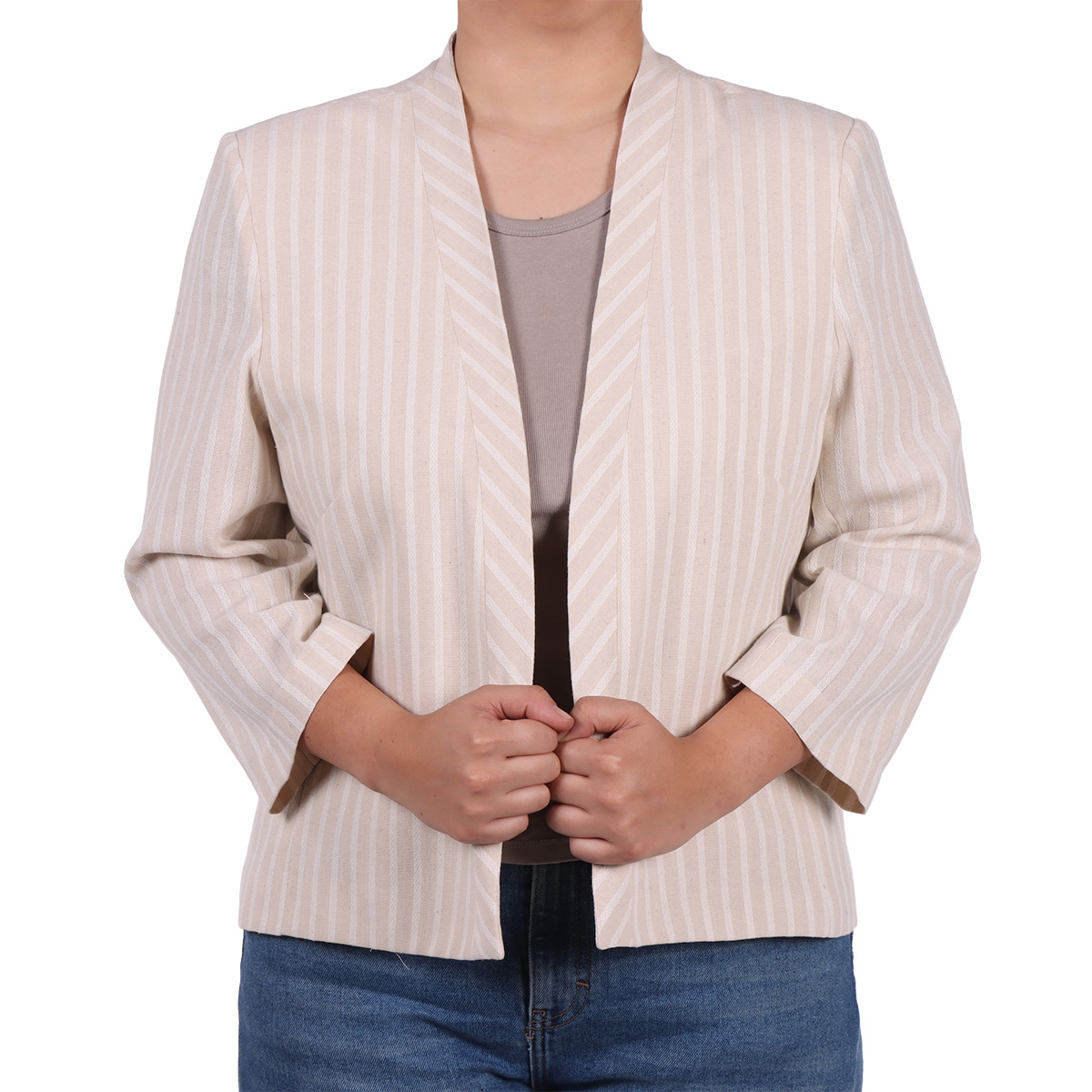 Saco de Rayas Casual Elegante Diva para Mujer Curvy image number null