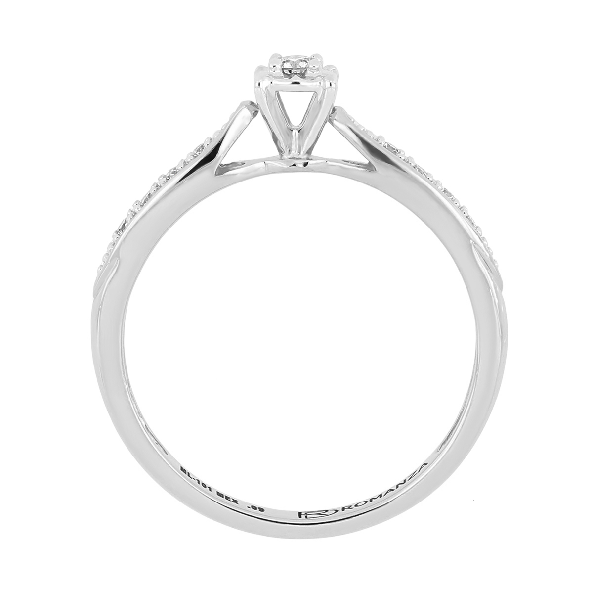 Solitario Oro Blanco 14K y 0.09 ct Diamante Romanza image number null