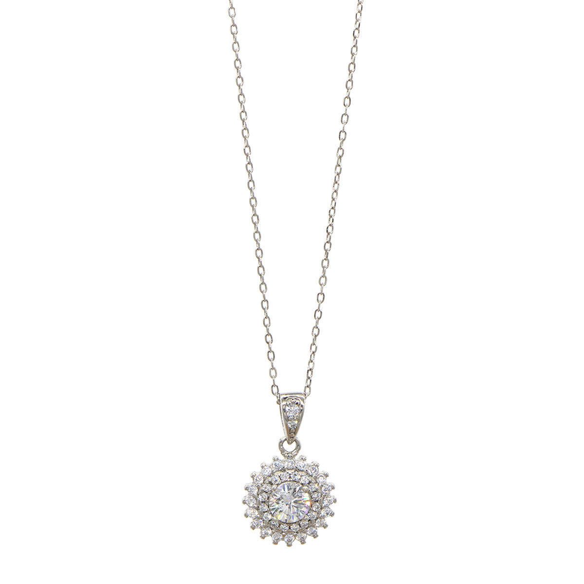Dije con Cadena en Plata .925 con Circonias Color Cristal en Acabado Rodio Artr&eacute; .925 image number null