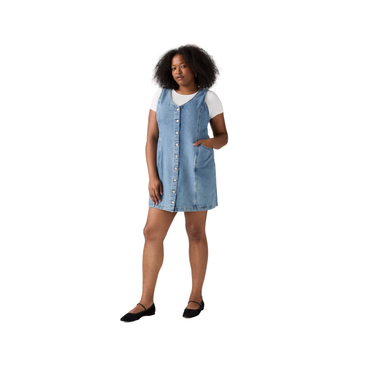Vestido Cuello V Bot&oacute;n Levis Para Mujer Curvy image number null