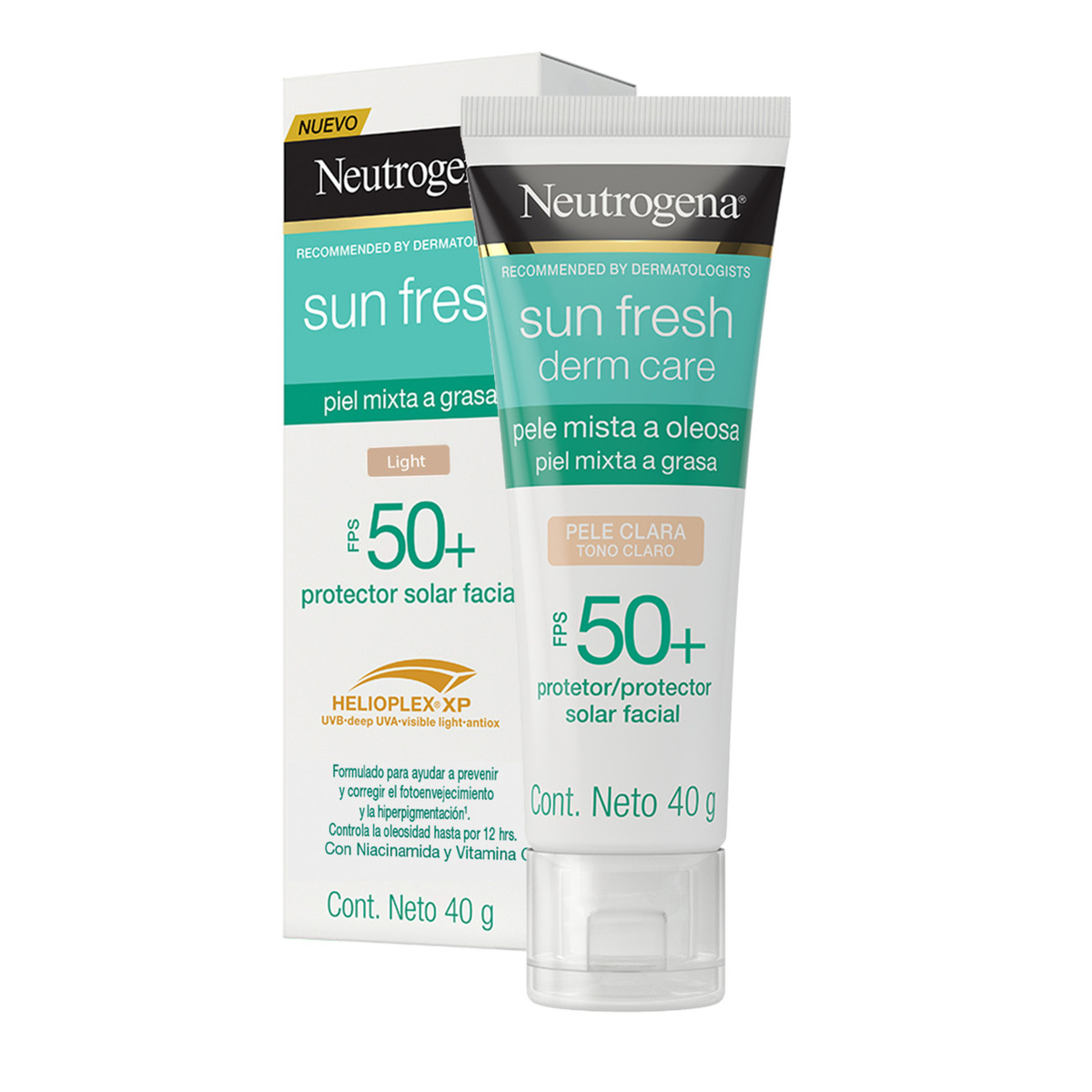 Neutrogena Protector Solar Facial Tono Claro Sun Fresh Derm Care Niacinamida FPS50+ 40g image number null