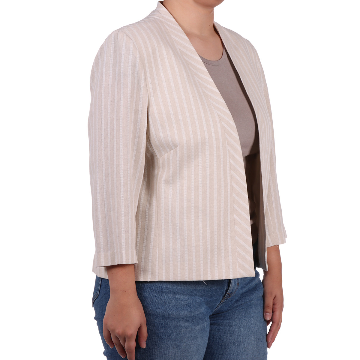 Saco de Rayas Casual Elegante Diva para Mujer Curvy image number null